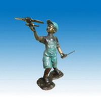 Bronze boy playing airplane sculpture CCS-101 CCS-101