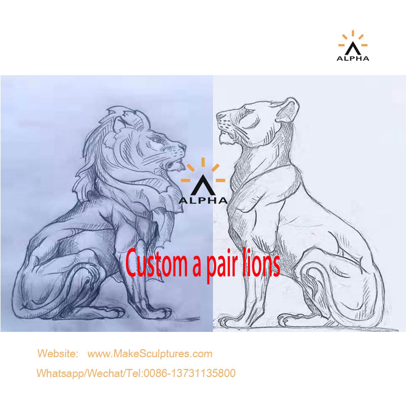 Custom bronze lion sculptures 1